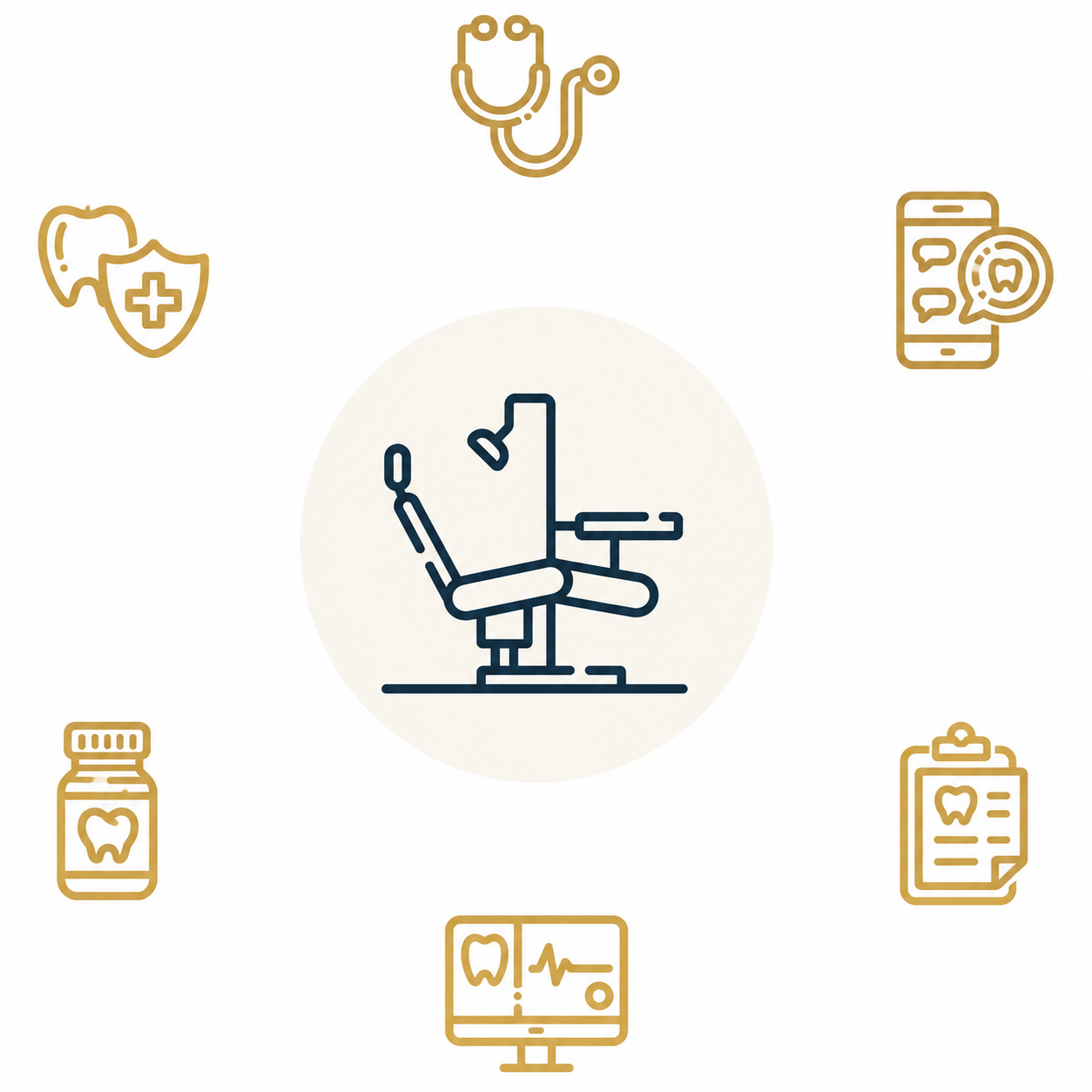 Diş Kliniği İkonlarıyla Minimal İnfografik